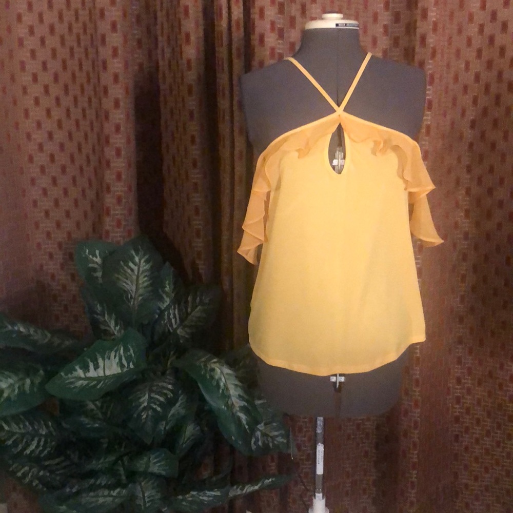 Off the shoulder yellow BCBG blouse